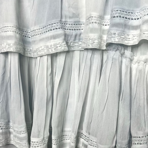 Like New LoveShackFancy Silk Chiffon Natasha Mini Dress in Baby Blue Hand Dye - Picture 6 of 10